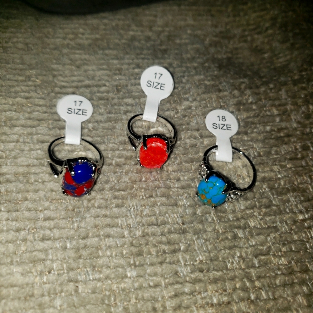 Women's jewelry (2) size 7, (1) size 8 retro natural stone beautiful rings.